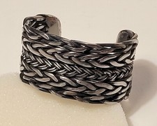 BIJOU BRACELET OUVERT TORQUE  TRESSÉ MÉTAL ARGENTÉ #MB# K25