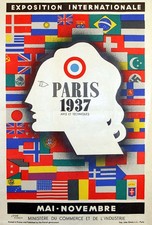 Affiche ancienne exposition universelle de Paris 1937 (54 x 80 cm)