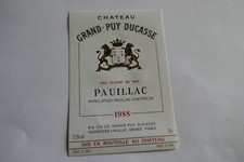 étiquette CHÂTEAU GRAND-PUY DUCASSE VIN PAUILLAC 1988