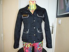 VESTE NOIR NYLON BELSTAFF M.I.E INTERIEUR TARTAN MARRON -TAILLE S