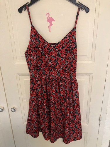Robe rouge fleurs - robe, taille