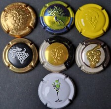 Lot 7 CAPSULES générique Divers RELIEF GRAPPE VERRE  PLAQUE DE MUSELET CHAMPAGNE