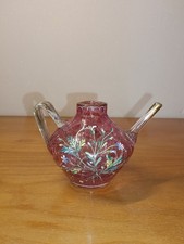 Petit Vase En Verre Émaillé 1900 Art Nouveau À Décor De Fleurs Et D'insectes 