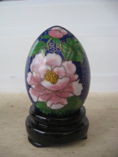 Oeuf cloisonnes décor fleurs - oeuf,