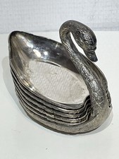 Magnifique Petite Coupelle  Vide-Poche Cendrier Cygne En Métal Argenté Année 70