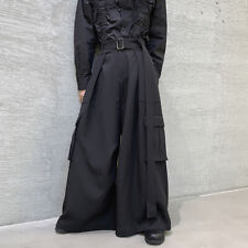 Hommes Taille Haute Pantalon Jambe Large en Vrac Gothique Poche Kendo Hakama