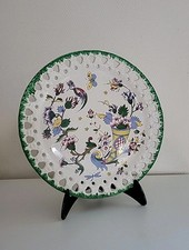 ASSIETTE MURALE AJOURÉE PORCELAINE LINCOLOR G.BRACHET TERRASSON FLEURS ET OISEAU