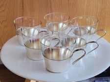 6 Tasses A Café Thé Mid-century Bauhaus Schott Mainz Jenaer Glas WMF EP BRASS 