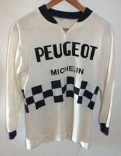 ANCIEN MAILLOT DE CYCLISTE PEUGEOT MICHELIN MANCHES LONGUES - COTON