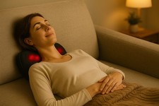 Coussin massage chauffant massant anti-stress soulager douleurs cervicales dos 