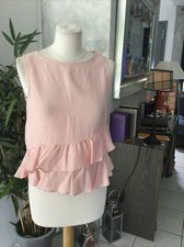 Haut top debardeur ZARA taille S rose lin très bon état