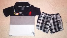 ENSEMBLE BEBE GARCON SHORT+ POLO ASSORTI " US POLO ASSN "  3/6 MOIS IDEE CADEAU 