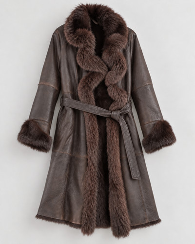 Manteau long pap - cuir, &