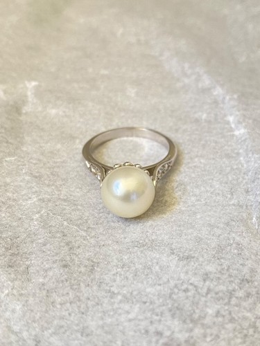 Bague platine diamant - , perle