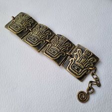 Bracelet Design en Bronze Doré Signé M. BUFFET Bijou d'Artiste Vintage 1970