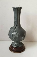 Vase soliflore etain marbre ronde bosse sculpture art deco nouveau fleural