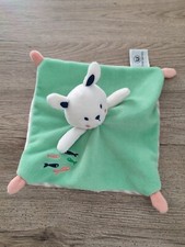 doudou lapin plat vert tout