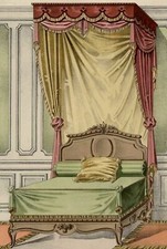 Tenture Décoration Lit Style Louis XIV Régence Lithographie originale C1900