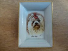 Petit Vide Poche Cendrier BICHON MALTAIS Porcelaine Sérigraphie MISENCEN Vintage
