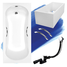 Baignoire Rectangulaire 130x70 + support en polystyrène + poignée Siphon + pieds