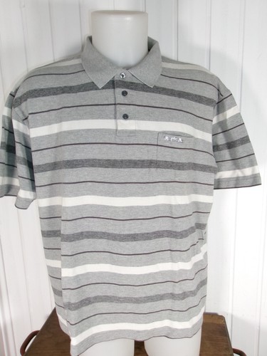 Polo court coton gris - , rayé