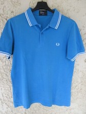 Polo FRED PERRY bleu clair Slim Fit jersey coton manches courtes M