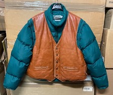 GENUINE VINTAGE US SCHOTT 126 GOOSE DOWN LEATHER JACKET GREEN EX COND !! SIZE 50