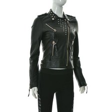 Blouson cuir motard cropped