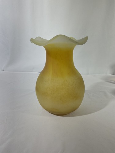 Vase verre dépoli jaune - en,