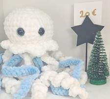 Peluche poulpe blanc et bleu