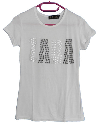 Shirt blanc strass zara - t-shirt,