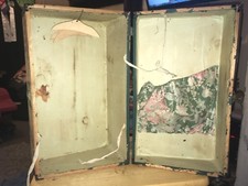 Antique Child's Doll wood Steamer Trunk 