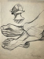 Etude Pieds Femme DESSIN ORIGINAL signé RAYMOND RENEFER XX°