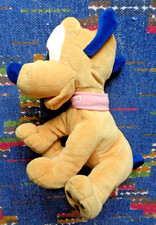 BB / DOUDOU PELUCHE DISNEY CHIEN PLUTO BEIGE COLLIER ROSE 20 CM ASSIS EXC ETAT