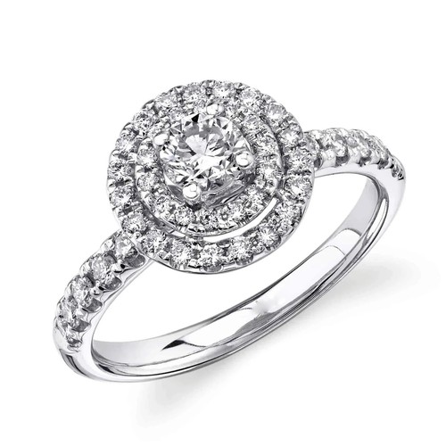 14k blanc rond - rond, anneau