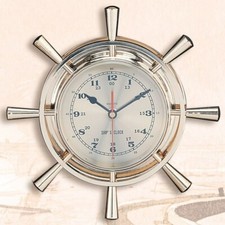 Brass Ship's Wheel Clock, 12"