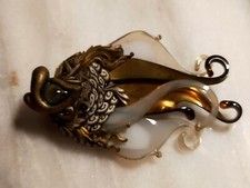 broche Créateur Vintage Résine Et Pâte De Verres Poisson