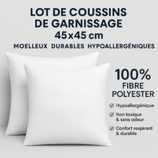 Lot 2 Coussins de Garnissage 45x45cm - Fibre Polyester Moelleux Rembourrage Déco