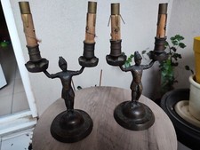 paire de chandeliers bougeoirs anciens " Empire"  en bronze à poser deux feux 