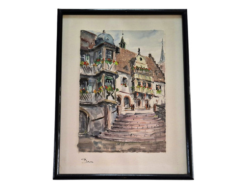 Tableau aquarelle dessin barr - tableau,