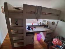 Lit Mezzanine 90*200 Montana Frêne Blanchi de marque GAMI (fabricant français) 