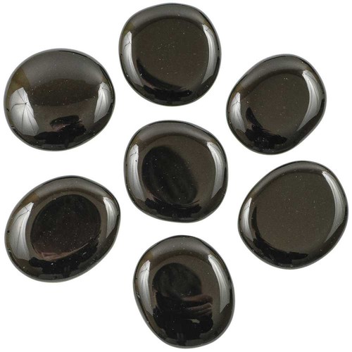 Galet plat obsidienne noire - ,