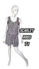 Scarlet Roos Taille 36  Superbe robe sans manches noir rouge crème polyeste
