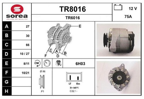 Alternateur snra tr8016 - alternateur,
