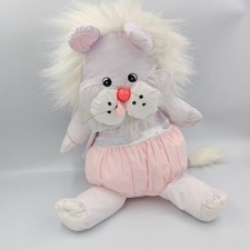 Doudou peluche chat lion tissu rose blanc cravate à pois - 36542
