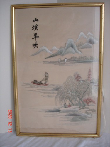 Tableau asiatique broderie - tableau,