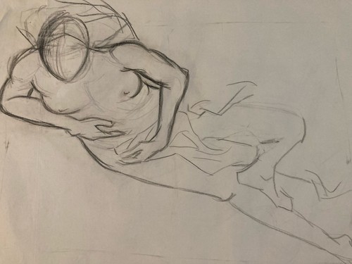 Beau dessin art 1960 - dessin, fusain