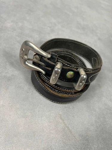 Ceinture cuir noir surpiqûres