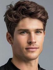 Perruque Homme Courte Synthétique Brun Foncé Texturé Wig Masculin