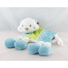 Doudou plat chat blanc bleu